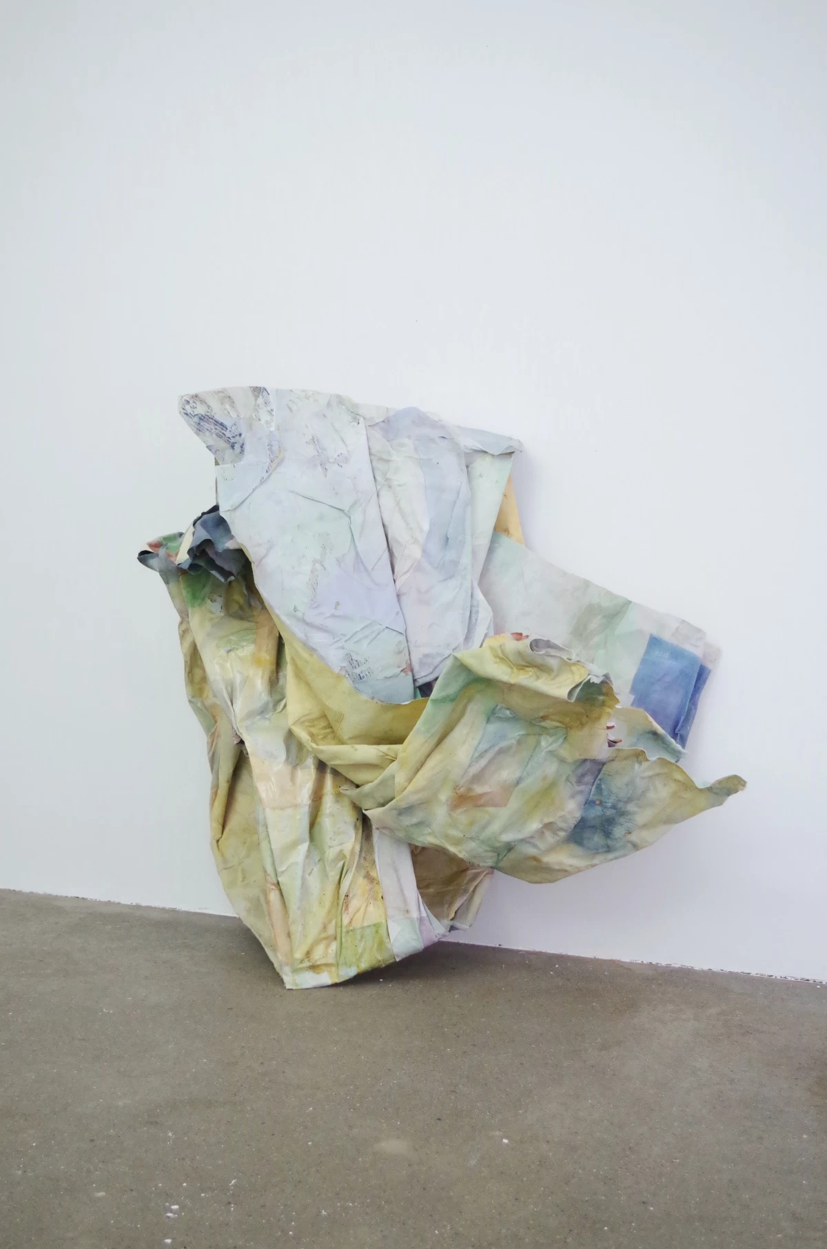 big [106/128/92 cm] bone glue stiffened textile remnants  - colored with earth and mineral pigments - Zoe Bilgeri/ 2025/ Zuerich